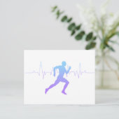 Mann mit Silhouette Gradient & Heartbeat Line Postkarte (Stehend Vorderseite)