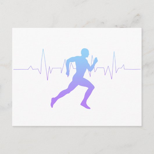 Mann mit Silhouette Gradient & Heartbeat Line Postkarte (Vorderseite)