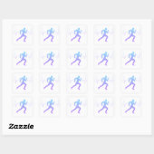 Mann mit Silhouette Gradient & Heartbeat Line Quadratischer Aufkleber (Blatt)
