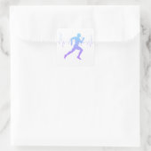 Mann mit Silhouette Gradient & Heartbeat Line Quadratischer Aufkleber (Tasche)