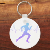 Mann mit Silhouette Gradient & Heartbeat Line Schlüsselanhänger (Vorderseite)
