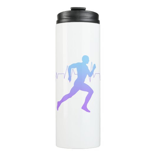 Mann mit Silhouette Gradient & Heartbeat Line Thermosbecher (Vorderseite)