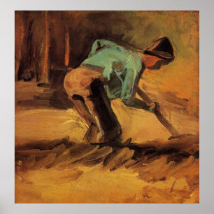 Mann mit Stock gebückt von Vincent van Gogh Poster