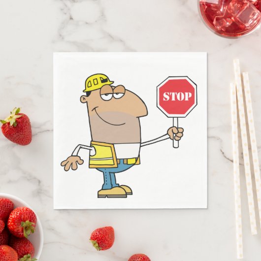 Mann mit Stopp-Sign-Napkins Serviette (Beispiel)