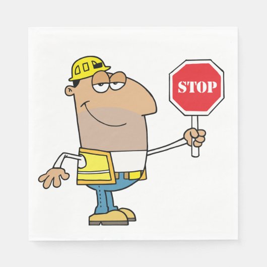 Mann mit Stopp-Sign-Napkins Serviette (Vorderseite)