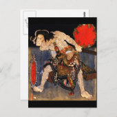 Mann mit Tattoos, Kunisada, japanische Kunst der B Postkarte (Vorne/Hinten)