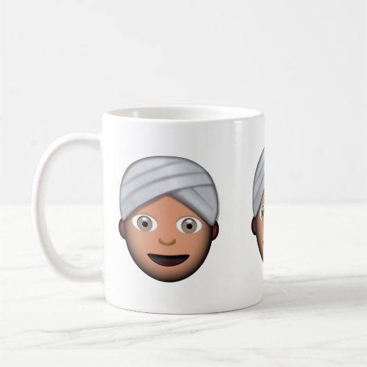 Mann mit Turban Emoji Kaffeetasse (Links)