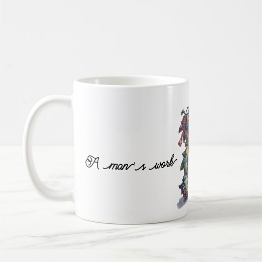 Mann mit Wäscherei hoch mit Eisen und Kerze gepols Kaffeetasse (Links)