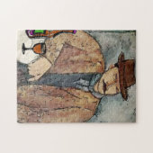 Mann mit Wein am Tisch Jigsaw Puzzle (Horizontal)