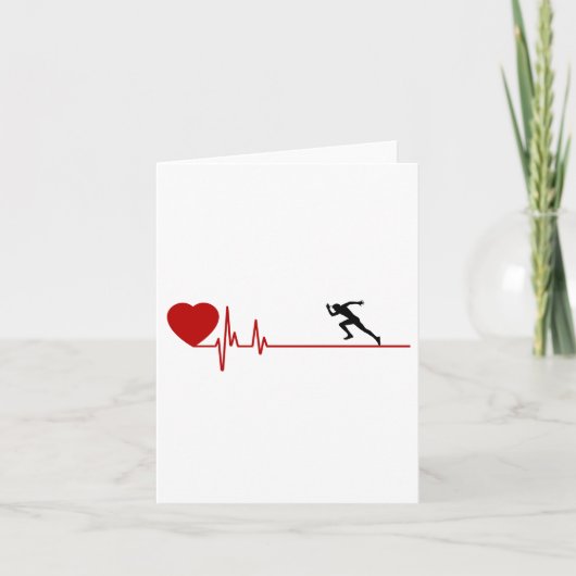 Mann mit Workout-Herzfrequenz-Karte für Läufer Karte (Vorderseite)