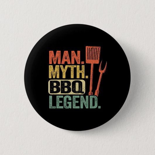 Mann Myth BBQ Legende Barbecue Grillen Papa Grillv Button (Vorderseite)