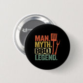 Mann Myth BBQ Legende Barbecue Grillen Papa Grillv Button (Vorne & Hinten)