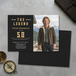 Mann Mythos Legende Schwarz Gold Fette Moderne 50. Einladung