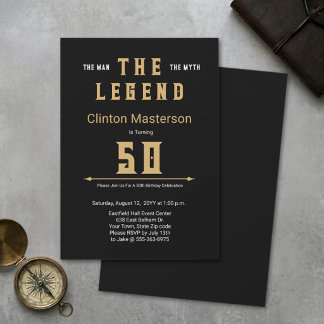 Mann Mythos Legende Schwarzes Gold Elegant 50. Geb Einladung
