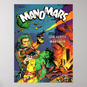MANN O MARS coole Vintage Comic-Bucheinband-Kunst Poster