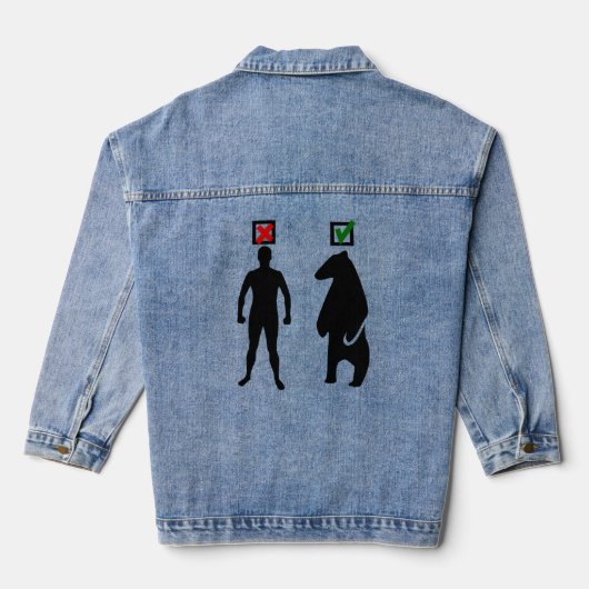 Mann oder Bär feministisches Mem schwarz Jeansjacke (Rückseite)