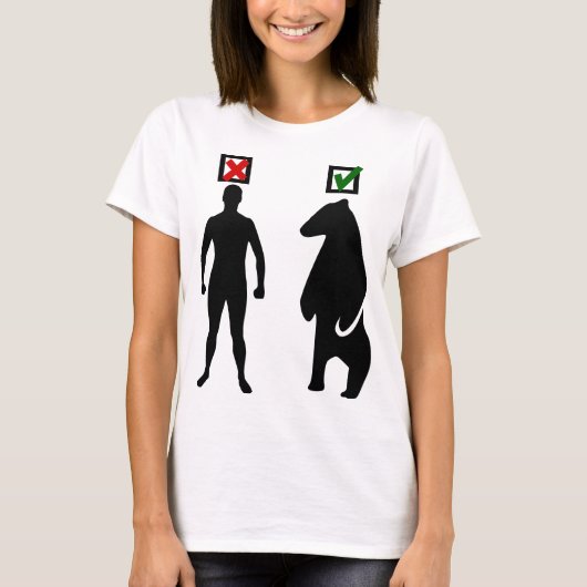 Mann oder Bär feministisches Mem schwarz T-Shirt (Vorderseite)