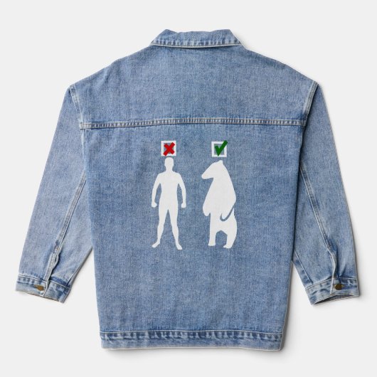 Mann oder Bär feministisches Mem weiß Jeansjacke (Rückseite)