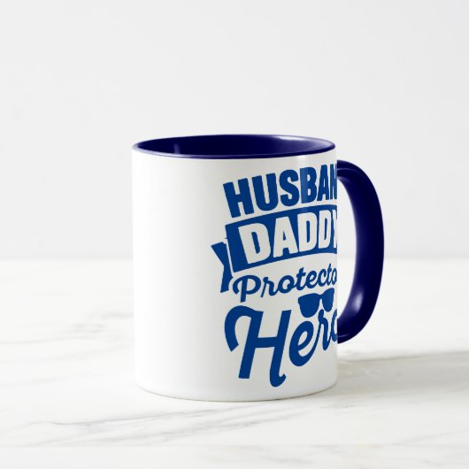 Mann. Papa. Beschützer. Held. Tasse (VorderseiteRechts)