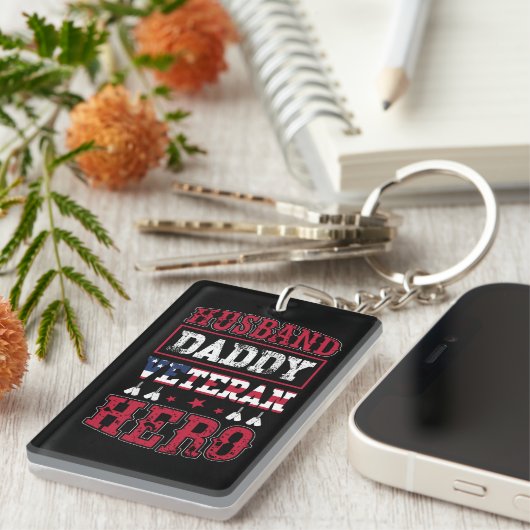 Mann, Papa, Veteran, Held Schlüsselanhänger (Vorderseite rechts)