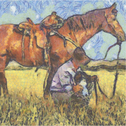 Mann, Pferd und Hund Aufkleber (Vorderseite)