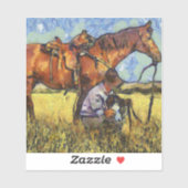 Mann, Pferd und Hund Aufkleber (Blatt)