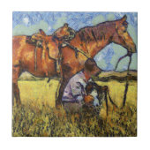 Mann, Pferd und Hund Fliese (Vorderseite)