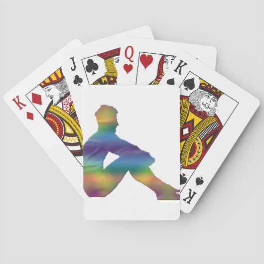 Mann posiert spielkarten (Rückseite)