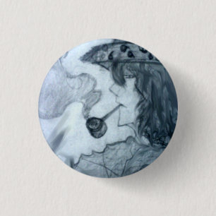 Mann rauchende Pfeife Manga Anime Button