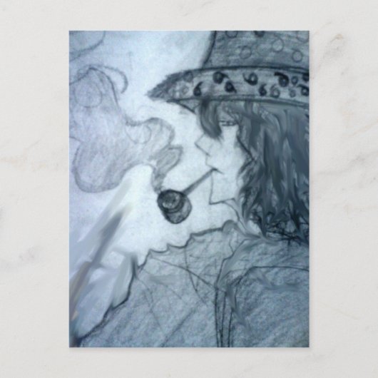 Mann rauchende Pfeife Manga Anime Postkarte (Vorderseite)