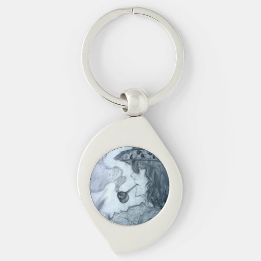 Mann rauchende Pfeife Manga Anime Schlüsselanhänger (Vorderseite)