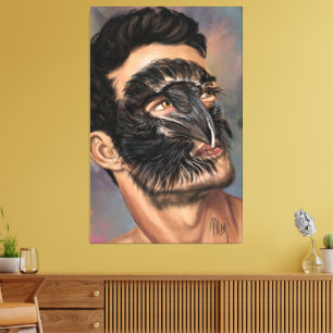 Mann Raven Leinwanddruck