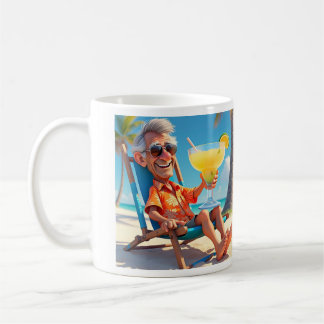 " MANN RETIRED AM STRAND " KAFFEETASSE
