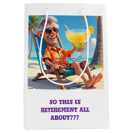 " MANN RETIRED AM STRAND " MITTLERE GESCHENKTÜTE (Vorderseite)