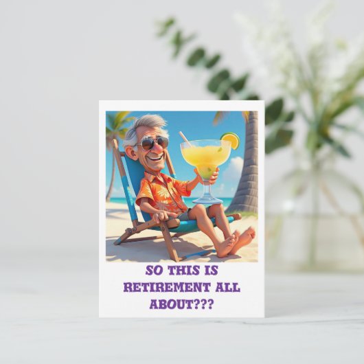 " MANN RETIRED AM STRAND " POSTKARTE (Stehend Vorderseite)