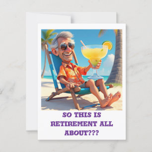 " MANN RETIRED AM STRAND " POSTKARTE