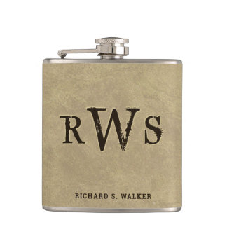 Mann" s-Western-Monogramm-Imitat überzieht Flachmann