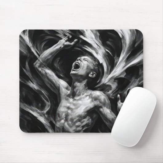 Mann schreit in Anguisch Mousepad (Mit Mouse)