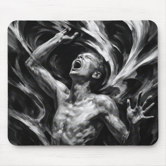 Mann schreit in Anguisch Mousepad (Vorne)