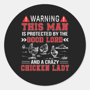 Mann schützen Lord und verrückte Huhn-Dame Runder Aufkleber