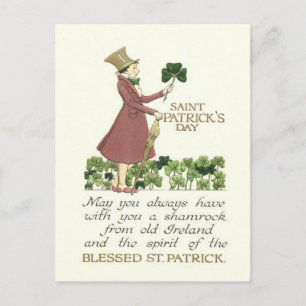 Mann Shamrock Shillelagh Postkarte