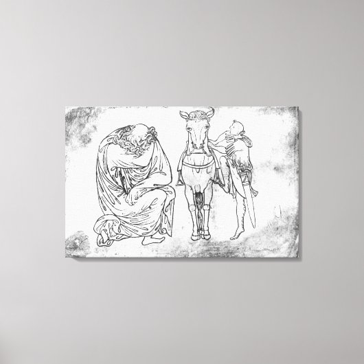 Mann sitzt, Ritter montierte sein Pferd Leinwanddruck (Vorderseite)