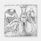 Mann sitzt, Ritter montierte sein Pferd Magnet (Vorne)