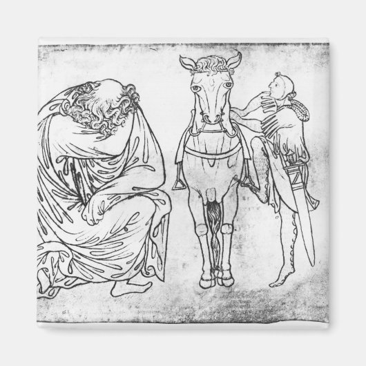 Mann sitzt, Ritter montierte sein Pferd Magnet (Vorne)