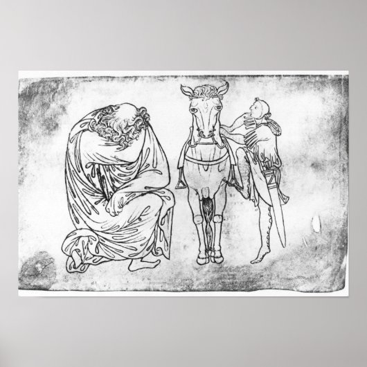 Mann sitzt, Ritter montierte sein Pferd Poster (Vorne)