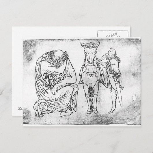 Mann sitzt, Ritter montierte sein Pferd Postkarte (Vorne/Hinten)