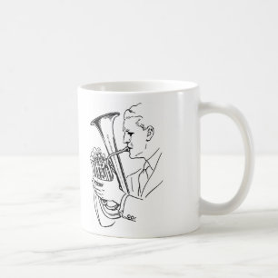 Mann spielt Euphonium-Musikinstrument Kaffeetasse