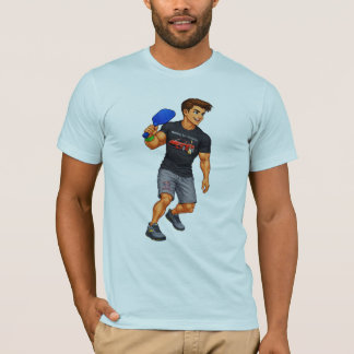 Mann spielt Pickleball mit einem Corvette-Bass-Shi T-Shirt