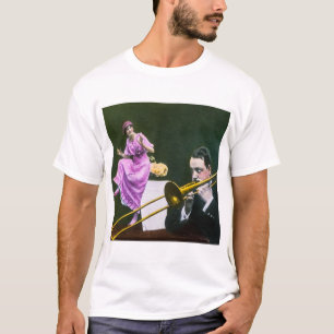 Mann spielt Posaune Flapper tanzt auf dem Tisch T-Shirt