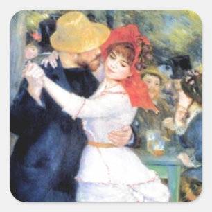 Mann tanzt renoir Malerei Quadratischer Aufkleber